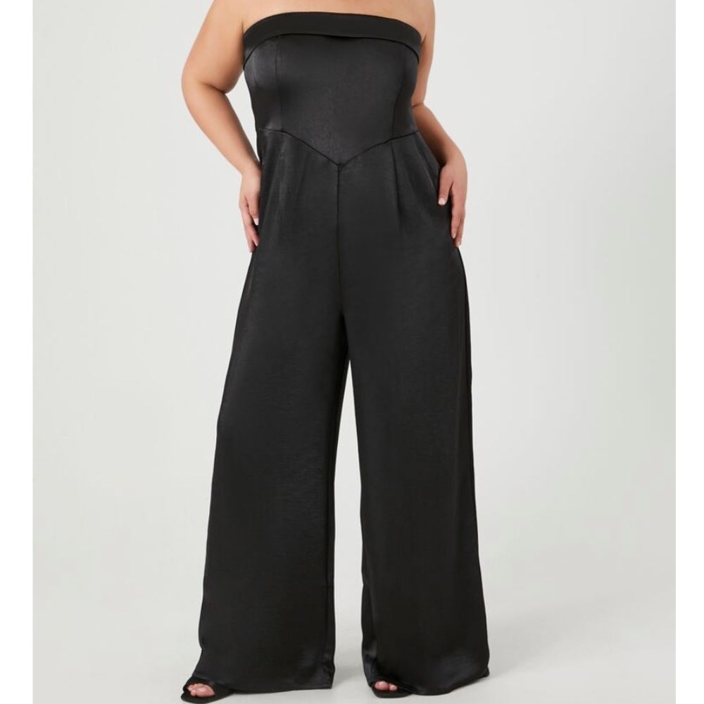 Forever 21 Satin Strapless Jumpsuit